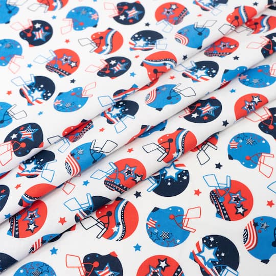 SINGER Patriotic Football Helmets Print Cotton Fabrics